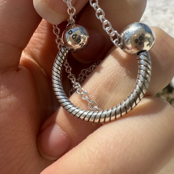 NWOT Pandora Silver U-Shape Charm Pendant Necklace 392747C00-45 - Picture 7 of 10